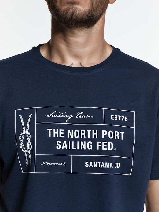 Snta T-shirt with Sailing Fed. print - Blue Navy