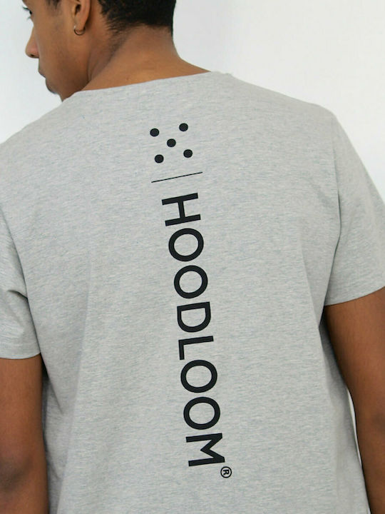 Hoodloom-T-Shirt mit vertikalem Rückenaufdruck - Schwarz und Grau