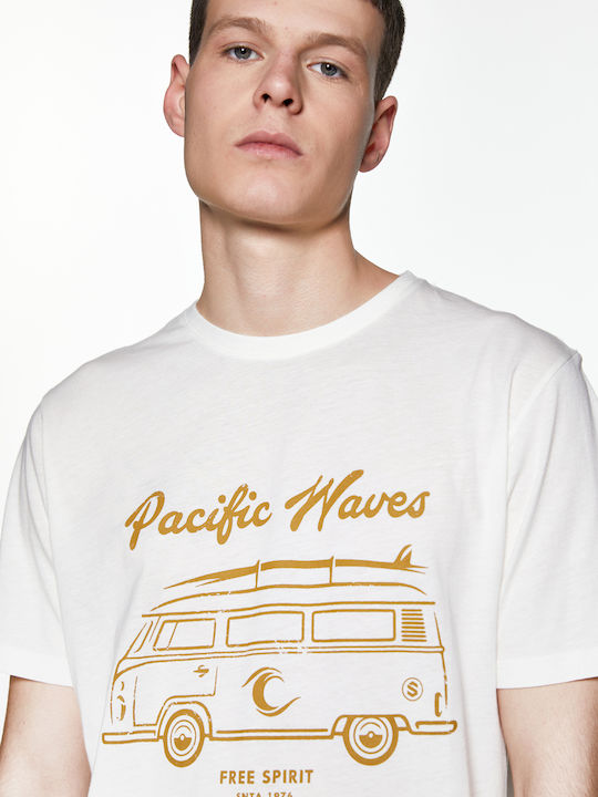 Snta T-shirt με Τύπωμα Pacific Waves - Λευκό