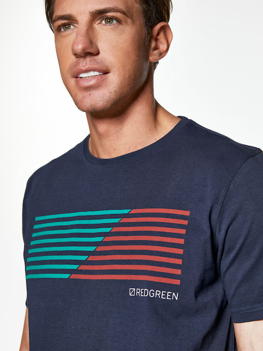 RedGreen T-shirt με Τύπωμα Color Lines - Μπλε Navy