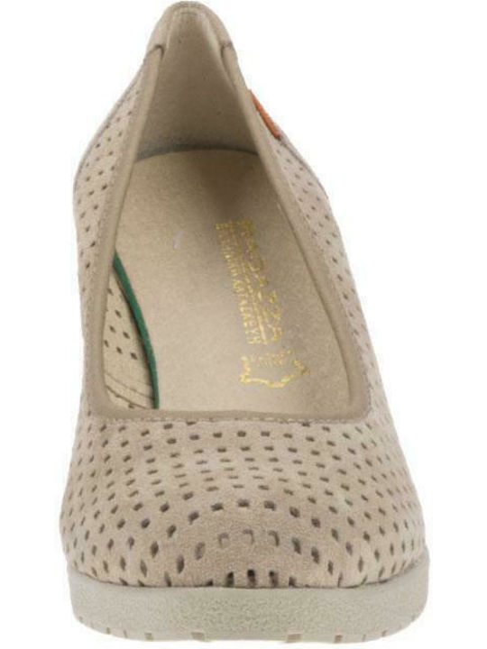 Anatomic Leather Pointed Toe Gold Medium Heels