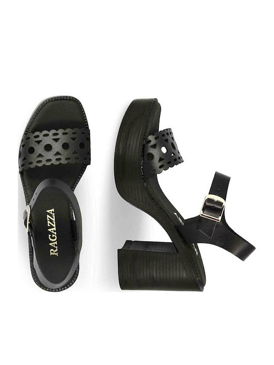 Din piele Sandale Negre