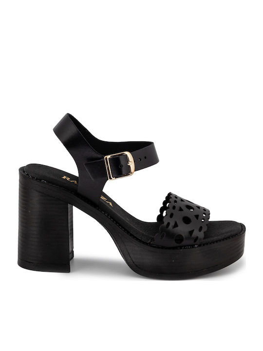 Din piele Sandale Negre