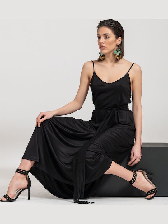 Suede Women's Sandals with Thin High Heel In Black Colour