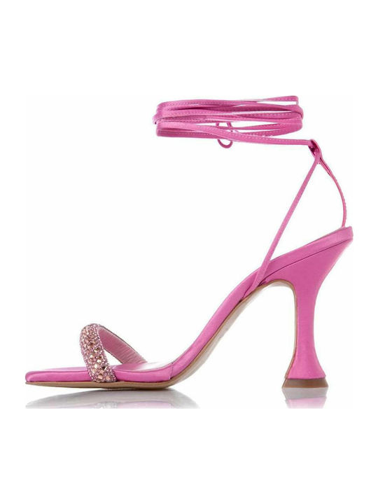 Stoff Sandalen mit Strass Rosa