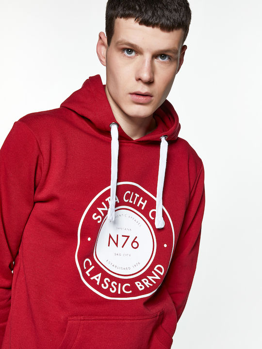 Snta Hooded Sweatshirt with Hood & Print Circle N76 - Red