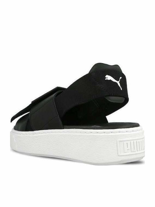 Δερμάτινα Γυναικεία Σανδάλια Flatforms Μαύρα