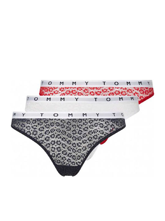 Дамско Слип 3Pack с дантела Navy Blue/Beige/Red
