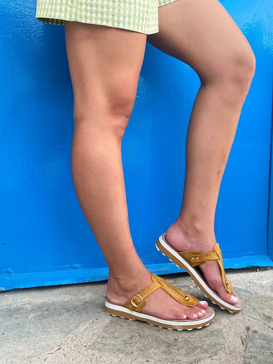 Mirabella Din piele Sandale casual damă în Culoare Galben