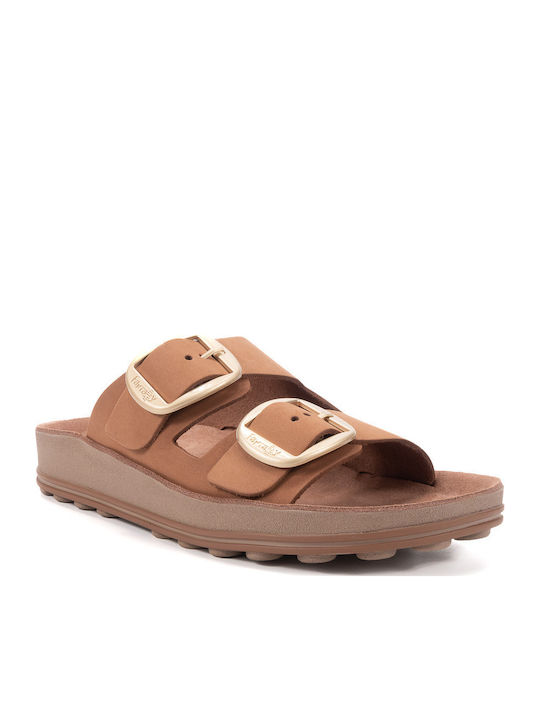 Despoina Leder Flache Damen Anatomisch Sandalen Orange