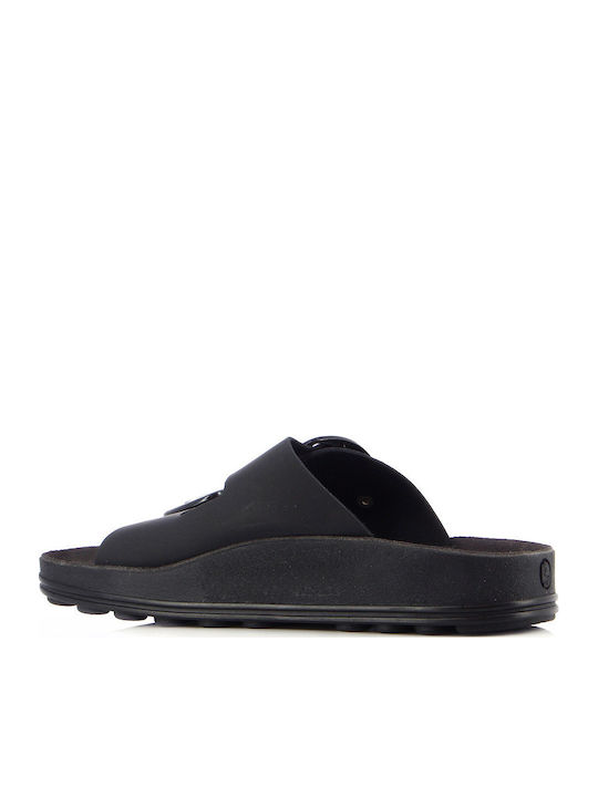 Despoina Leather Women's Flat Sandals Anatomic Black/Silver