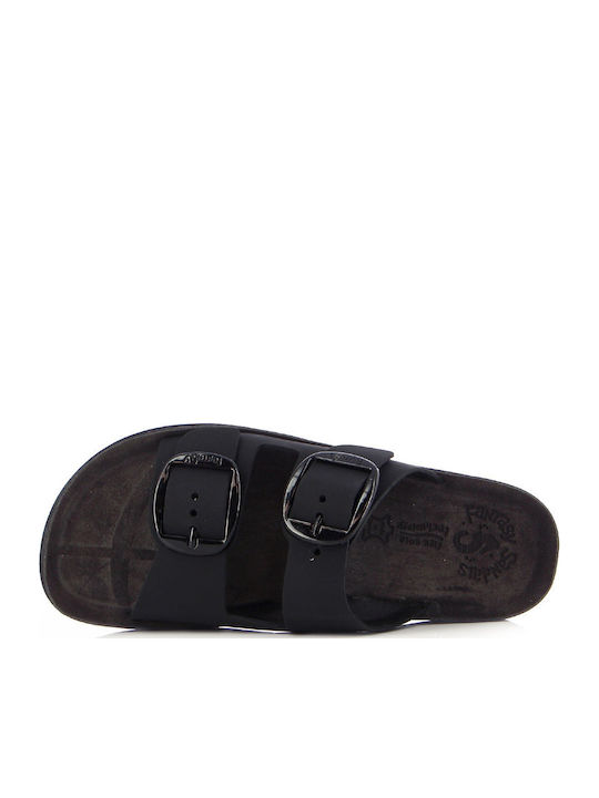 Despoina Leather Women's Flat Sandals Anatomic Black/Silver