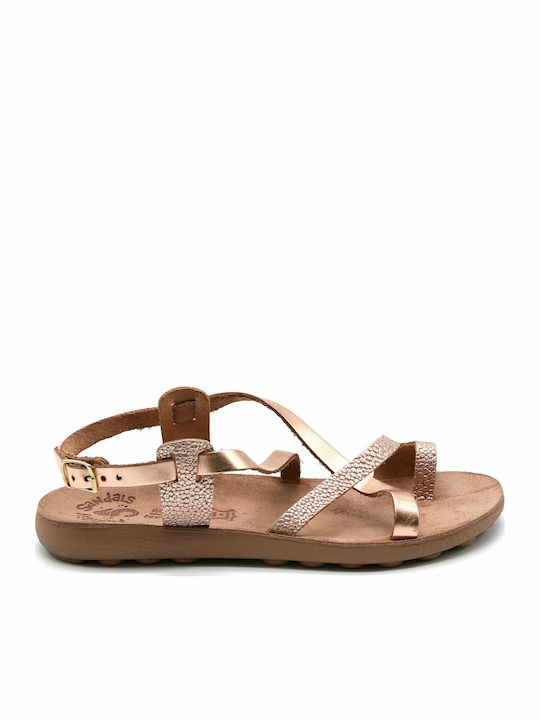 Δερμάτινα Γυναικεία Ανατομικά Σανδάλια Rosegold
