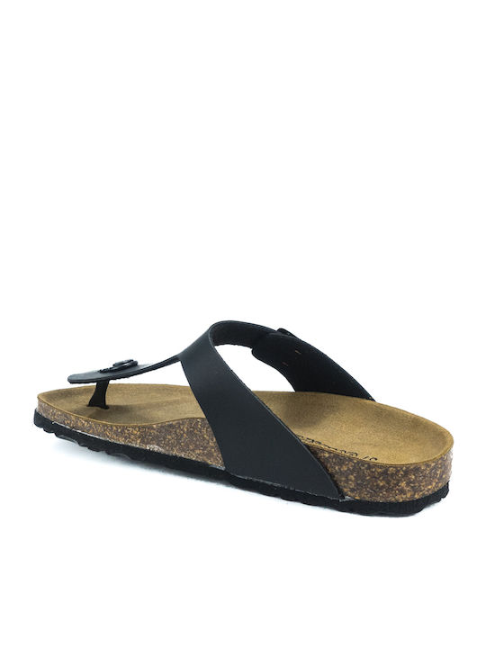 GS Leather Women's Flat Sandals in Black Color