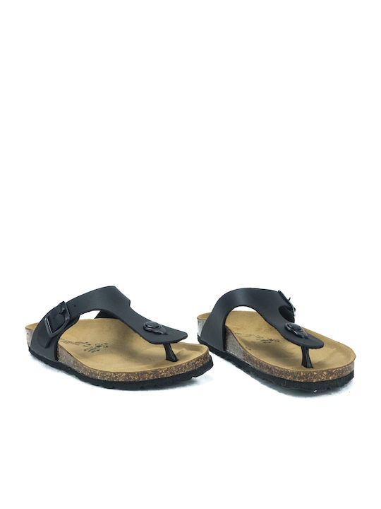 GS Leather Women's Flat Sandals in Black Color