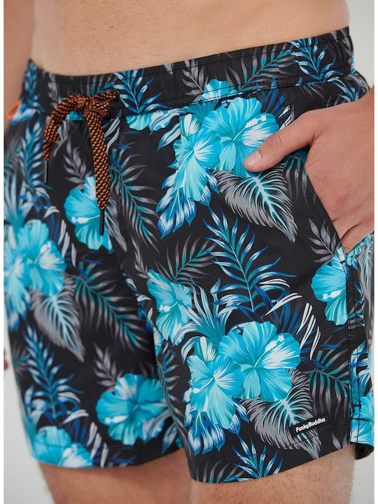 Men's Swimwear Shorts Black / Blue Floral