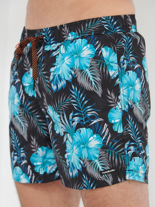 Men's Swimwear Shorts Black / Blue Floral