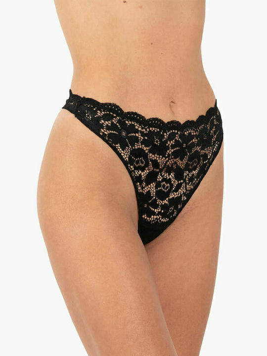 Damen Zeichenfolge 2Pack mit Spitze Schwarz