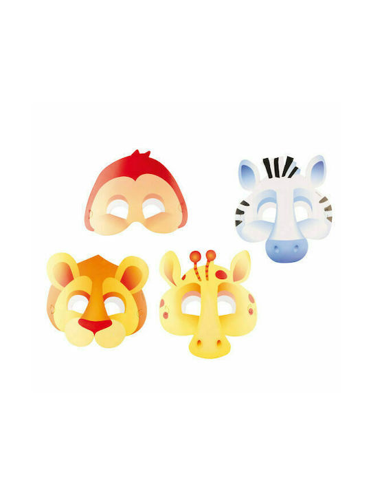 Carnival Paper Mask Full Face Paper Jungle Animals Get Wild 8 Pieces