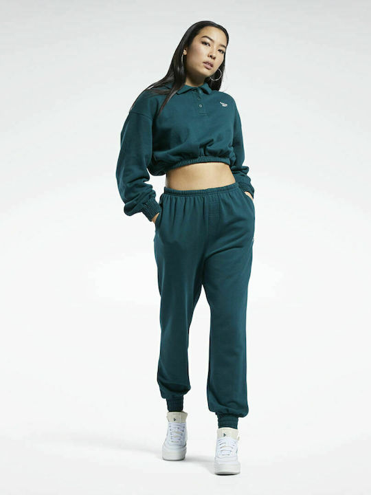 Classics French Terry Pantaloni de trening pentru femei cu cauciuc Forest Green