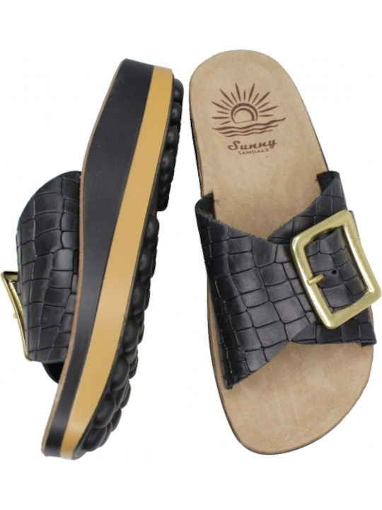 Lisa 35 Leather Women's Flat Sandals Anatomic in Black Color