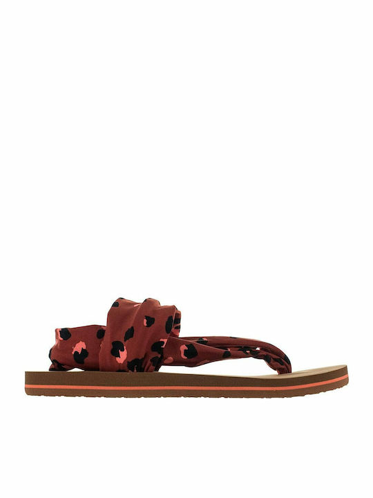 Ditsy Women's Flat Sandals Flatforms in Red Color