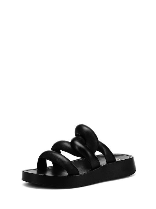 Versus Leather Women's Flat Sandals in Black Color