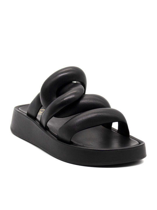 Versus Leather Women's Flat Sandals in Black Color