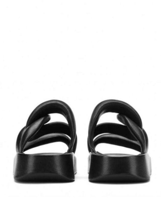 Versus Leather Women's Flat Sandals in Black Color