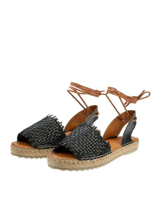 Leather Women's Flat Sandals Anatomic in Black Color
