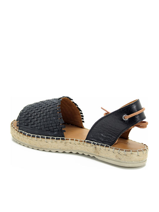 Leather Women's Flat Sandals Anatomic in Black Color