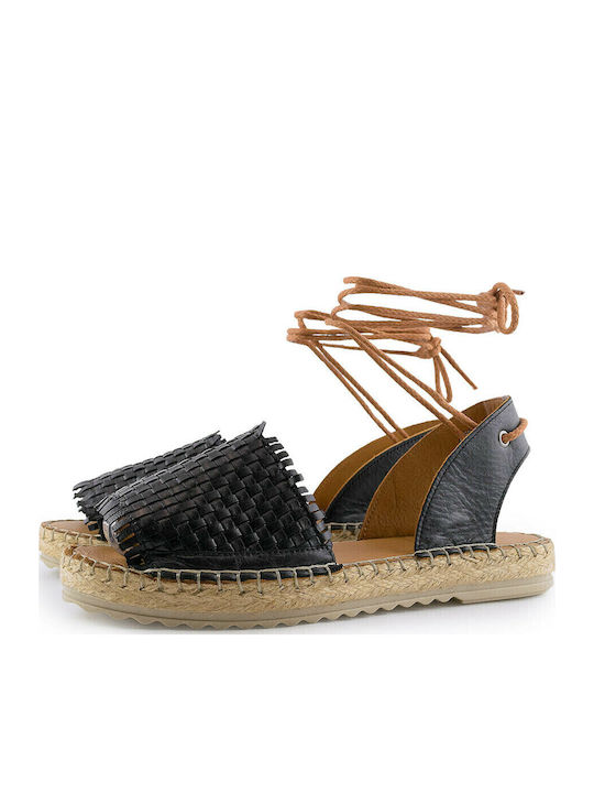 Leather Women's Flat Sandals Anatomic in Black Color