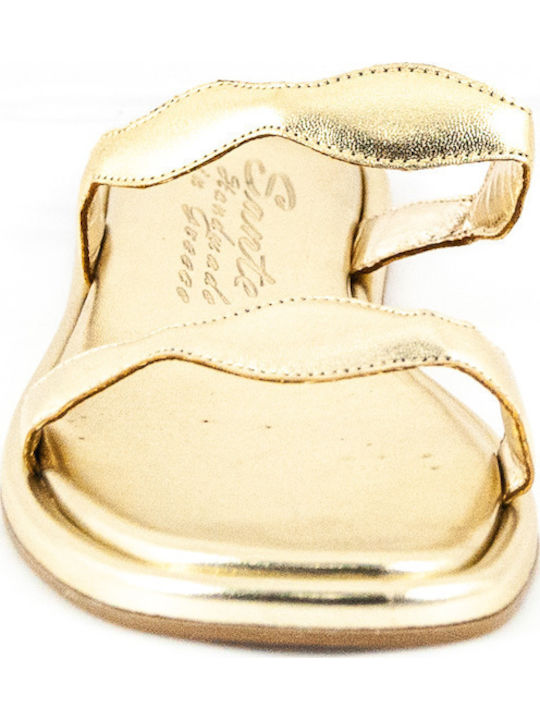 Women's Flat Sandals in Gold Color