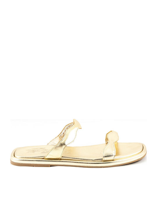 Women's Flat Sandals in Gold Color