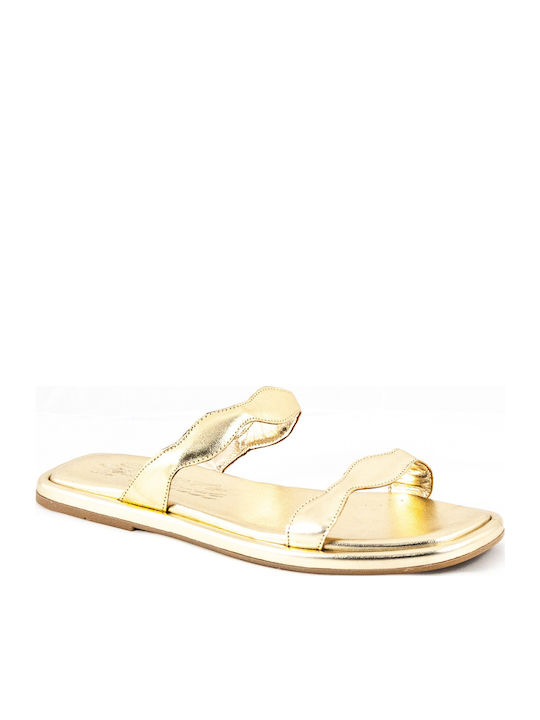 Women's Flat Sandals in Gold Color
