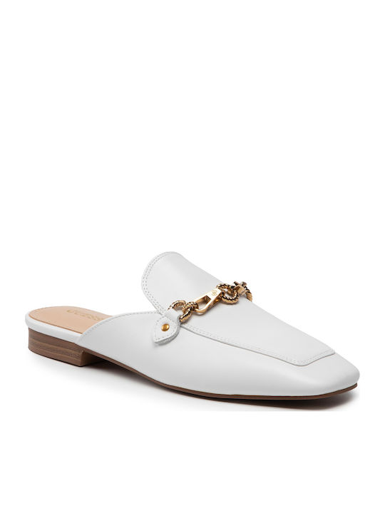 Marisa Flat Δερμάτινα Mules σε Λευκό Χρώμα