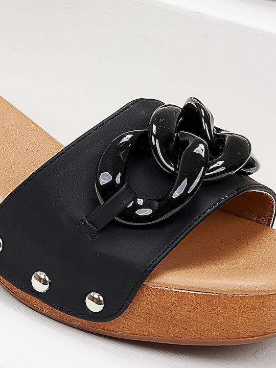 Chunky Heel Mules Black