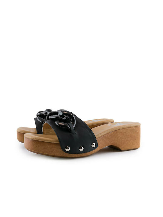 Chunky Heel Mules Black