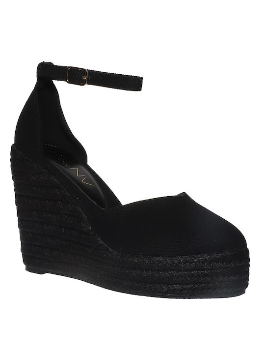 Women's Fabric Platform Espadrilles Black