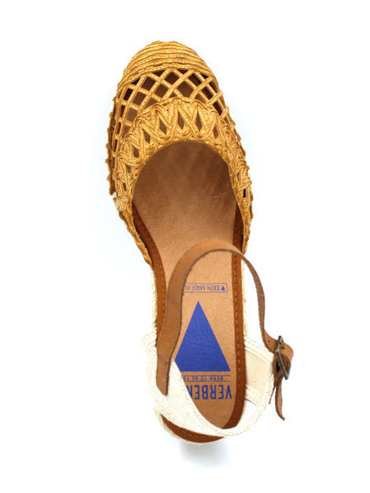 Malena Women's Leather Platform Espadrilles Tabac Brown