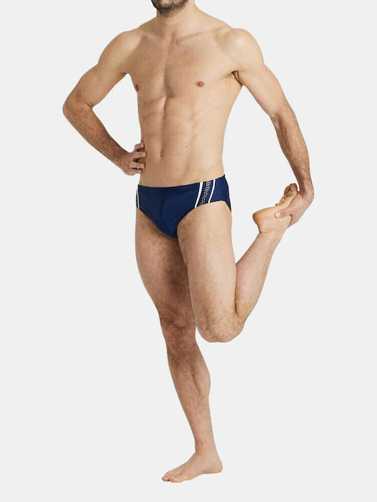 Herren Badebekleidung Slip Marineblau mit Mustern