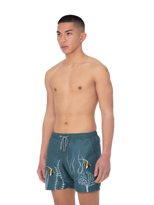 NÉ EN AOÛT - Swim shorts in Dark Blue-Green ''The seabed''