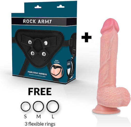 Rock Army Spitfire Harness με Dildo 21cm στο χρώμα του δέρματος