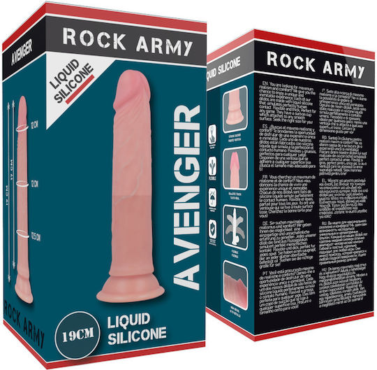 Rock Army Avenger Gurtzeug mit Dildo 19cm und Vibration in Hautfarbe