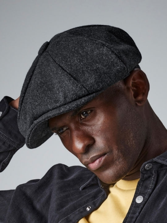 Beechfield Melton Flat Cap Charcoal Marl