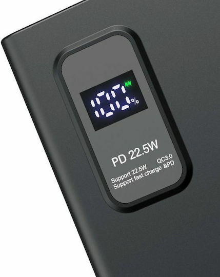 Platinet PL0408 Power Bank 10000mAh 22.5W με 2 Θύρες USB-A και Θύρα USB-C Power Delivery / Quick Charge 3.0 Μαύρο