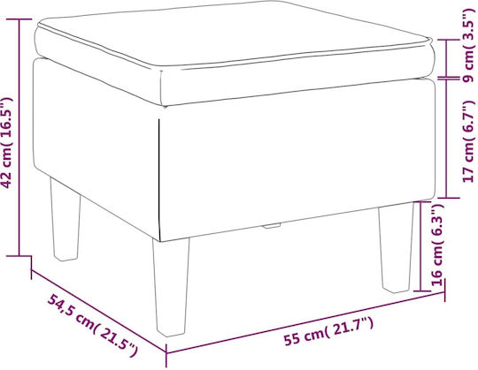 Samt Fußhocker Bordeaux 55x54,5x42cm
