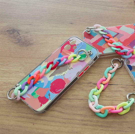 Hurtel Color Chain Flexible 4 Back Cover Plastic / Silicon cu Curea Multicolor (iPhone 13 mini)