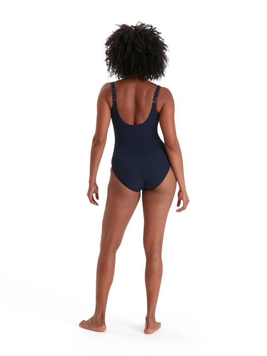 Speedo One-Piece Swimsuit with Open Back Navy Blue