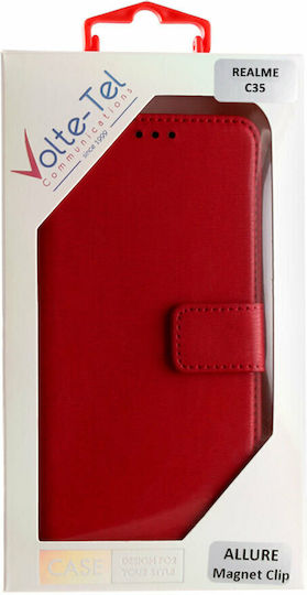 Volte-Tel Allure Magnet Brieftasche Synthetisches Leder Rot (Realme C35)